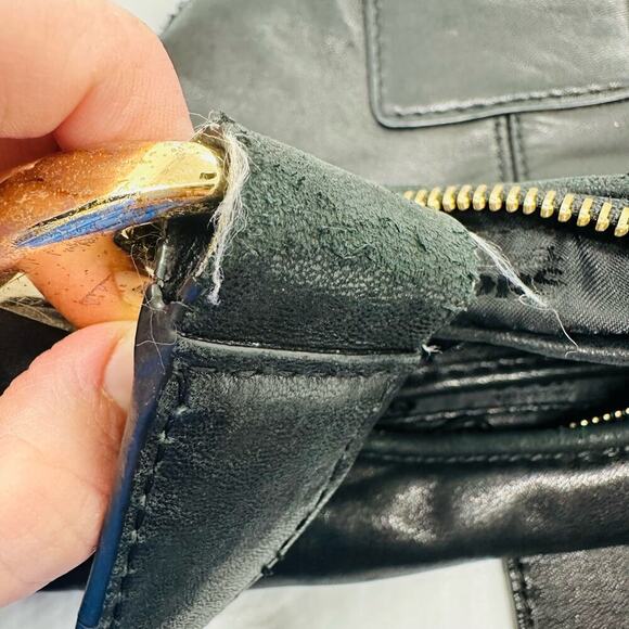 Michael Kors Black Soft Leather Morgan Hobo Gold Hardware Top Zip Bag - Picture 15 of 16